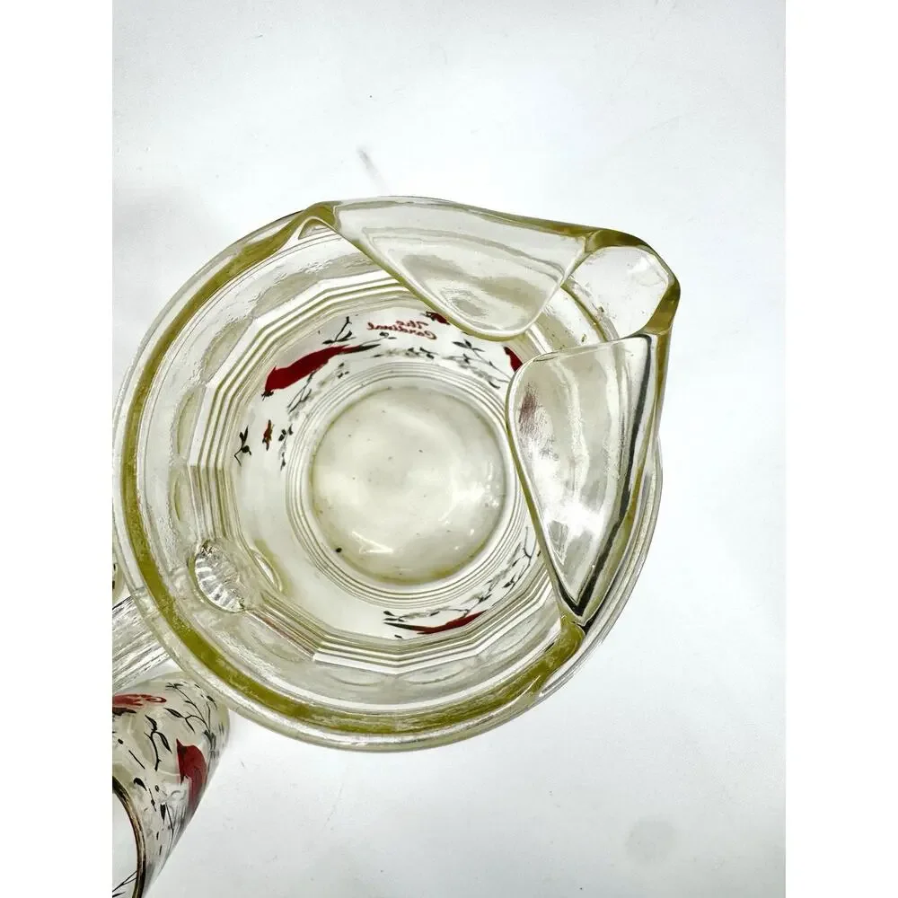 Vintage Hazel Atlas Pitcher Set Cardinal and Dogwood Pitcher and 5 Glasses